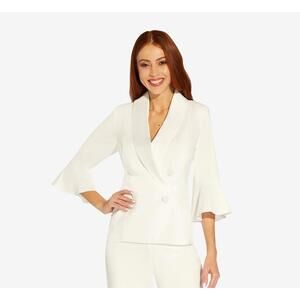 Adrianna Papell Women's Shawl Collar Bell Sleeve Blazer White Size 18 Day-Dinner